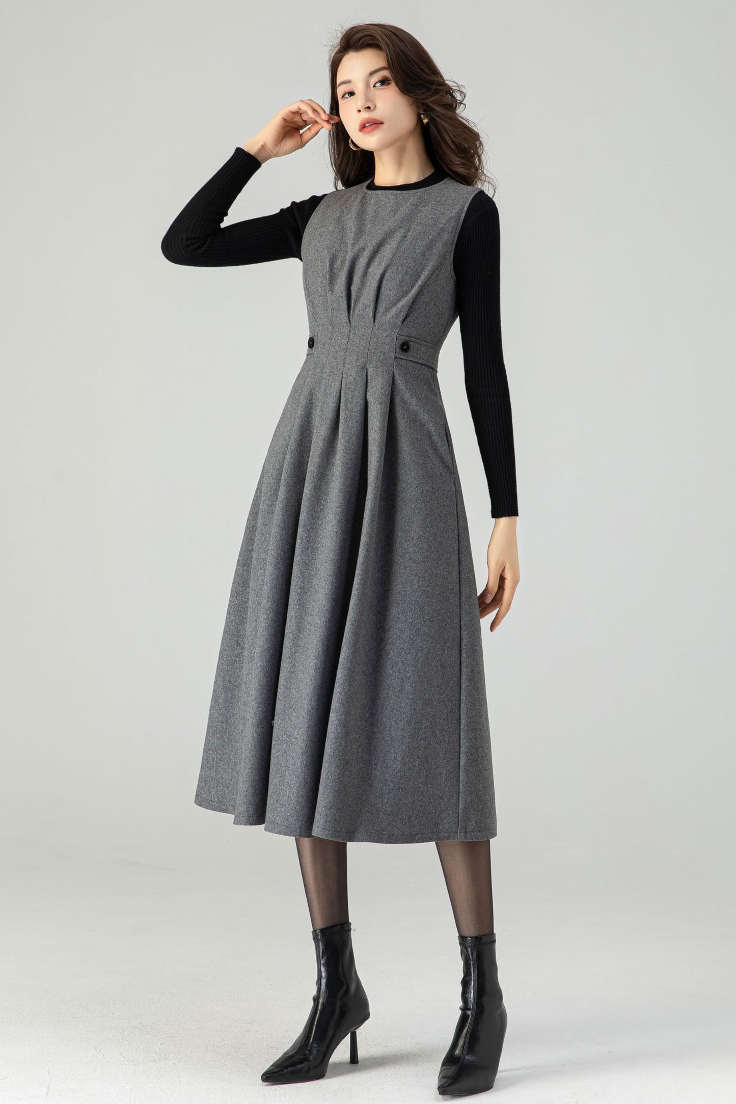 Womens Winter Midi Wool Dress C3618-Size XS US2 #CK2301268