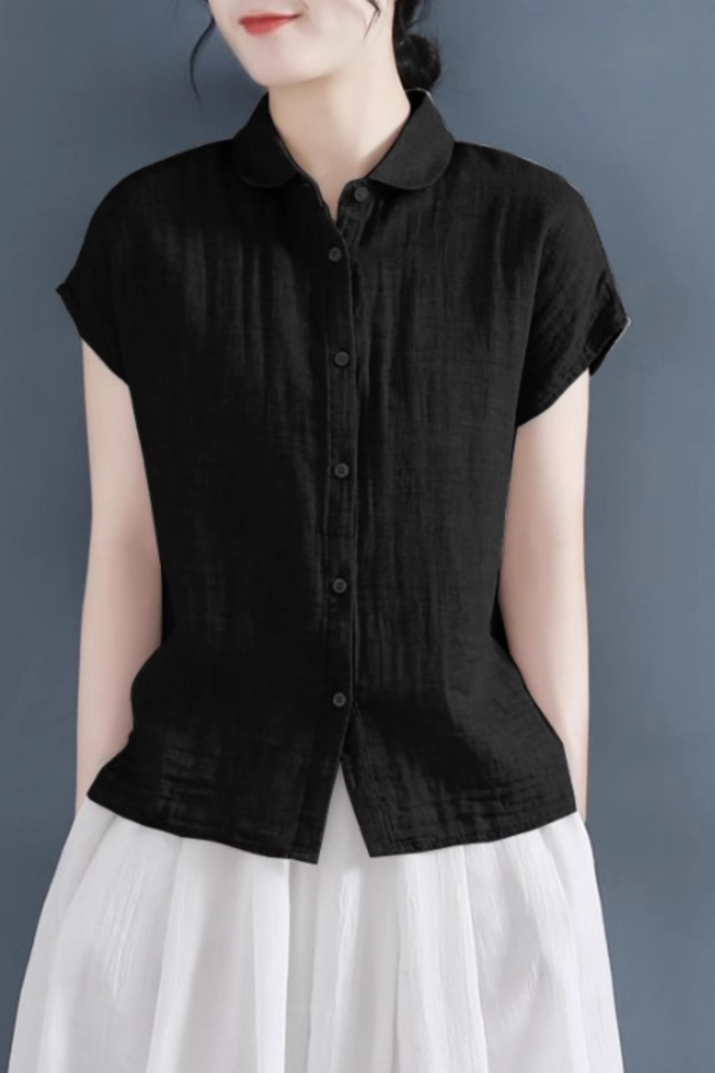 Casual linen womens summer shirt blouse C5046
