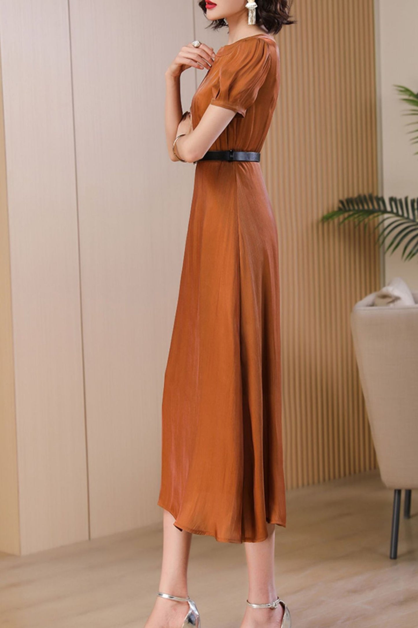 summer orange long dress C4077