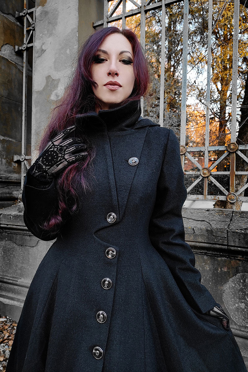 Hooded Asymmetric Winter Wool Coat C3842
