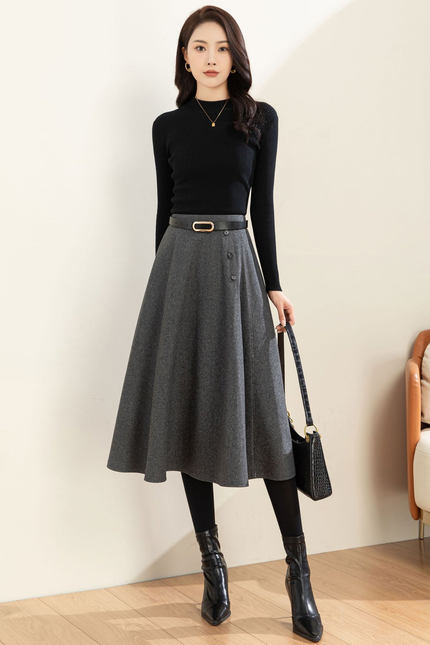 Autumn Winter A line Wool Skirt C3601 -Size XS US2 #CK2301186