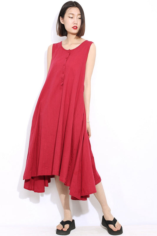 Maxi Dress Unique Sundress in Red Summer Long Dress C298
