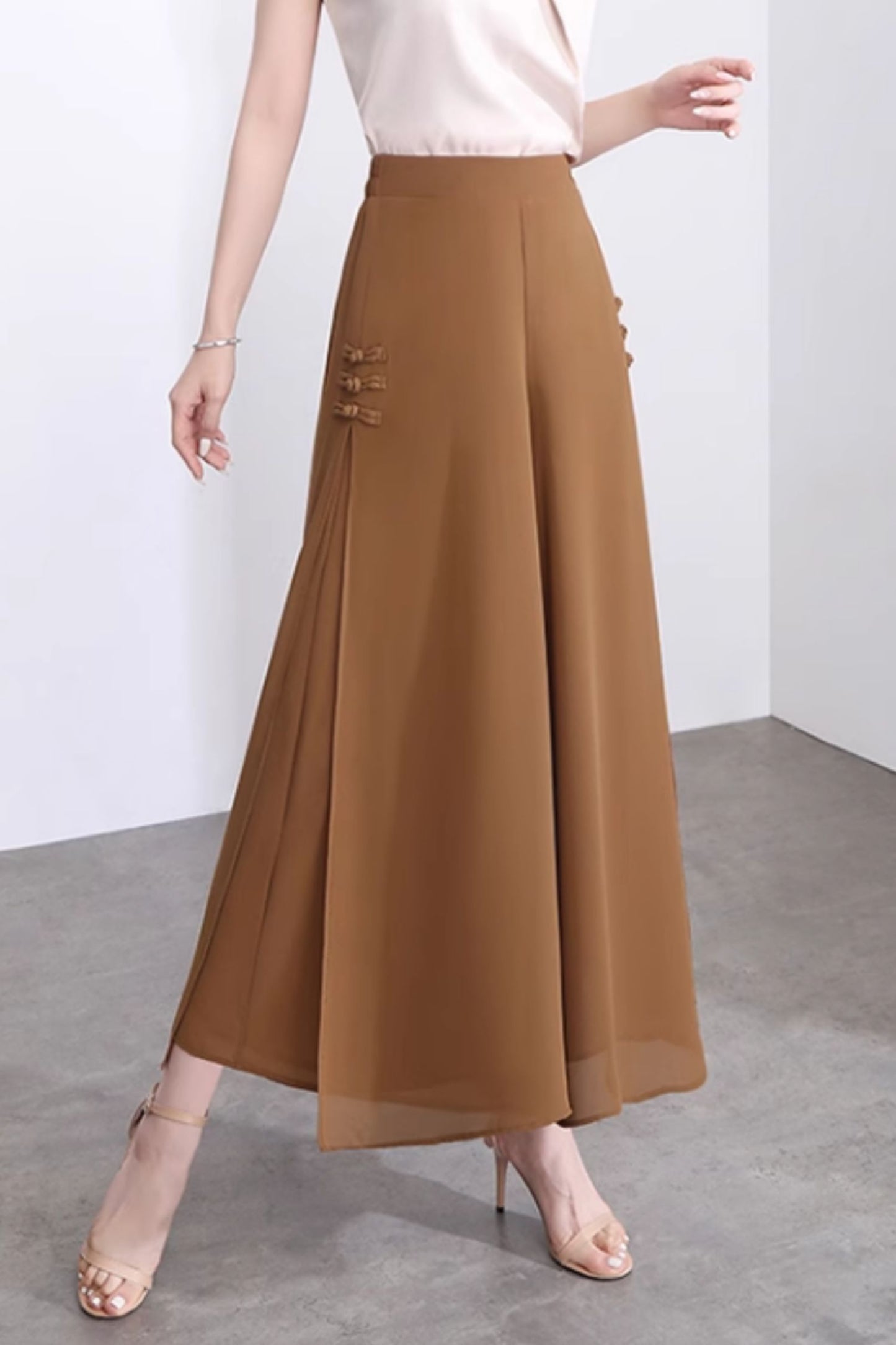 Wide leg summer long chiffon pants women C5019