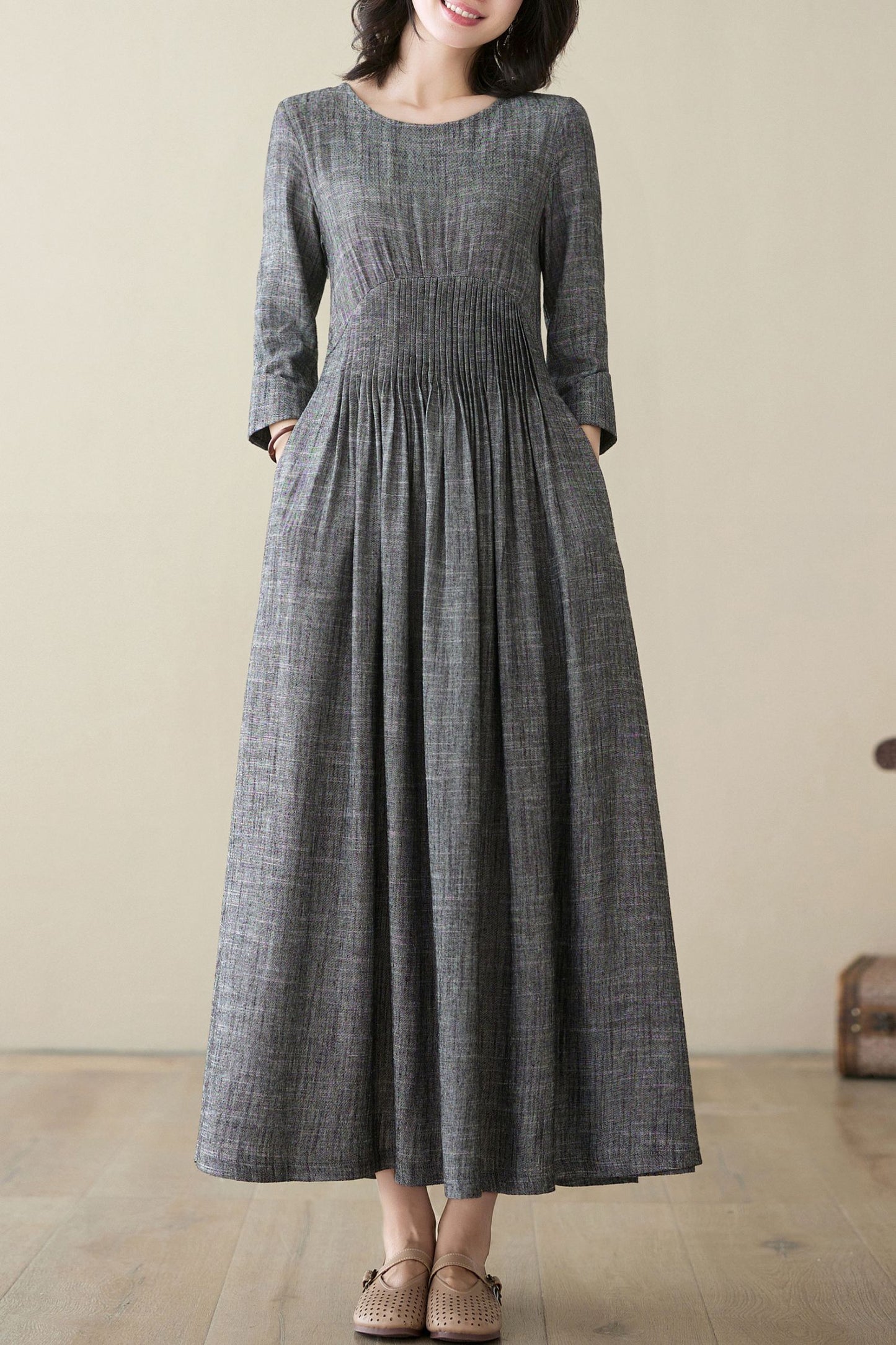 Women's Casual Grey Linen dress C3948 -Size XS #CK2400091
