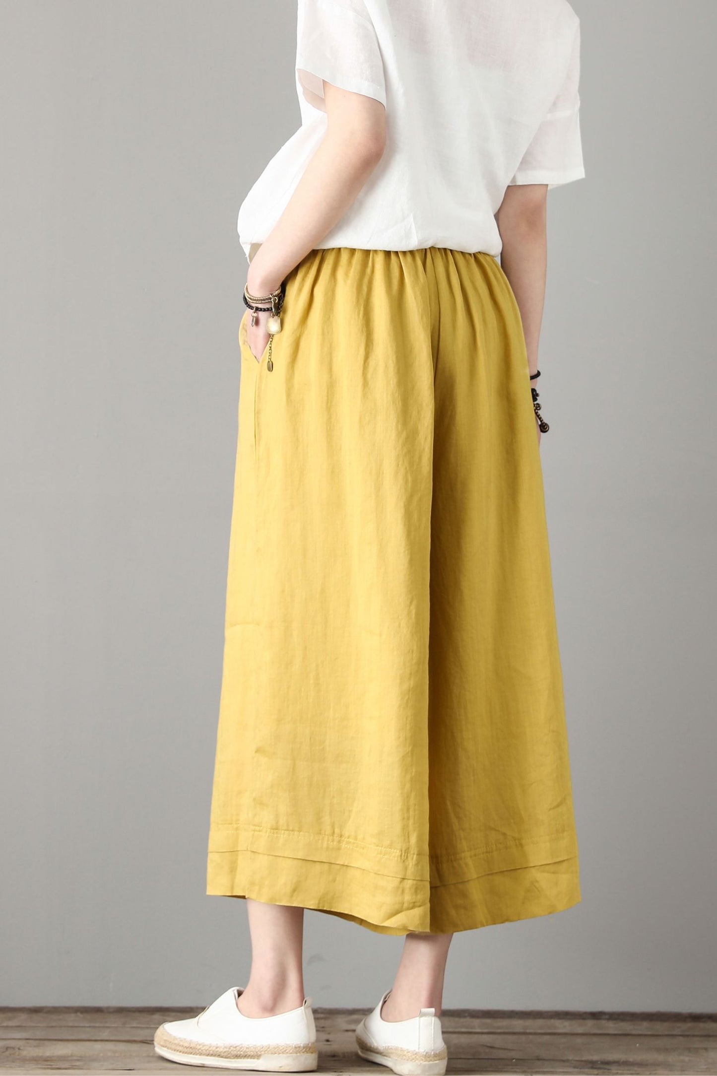 Elastic Waist Linen Pants C1807