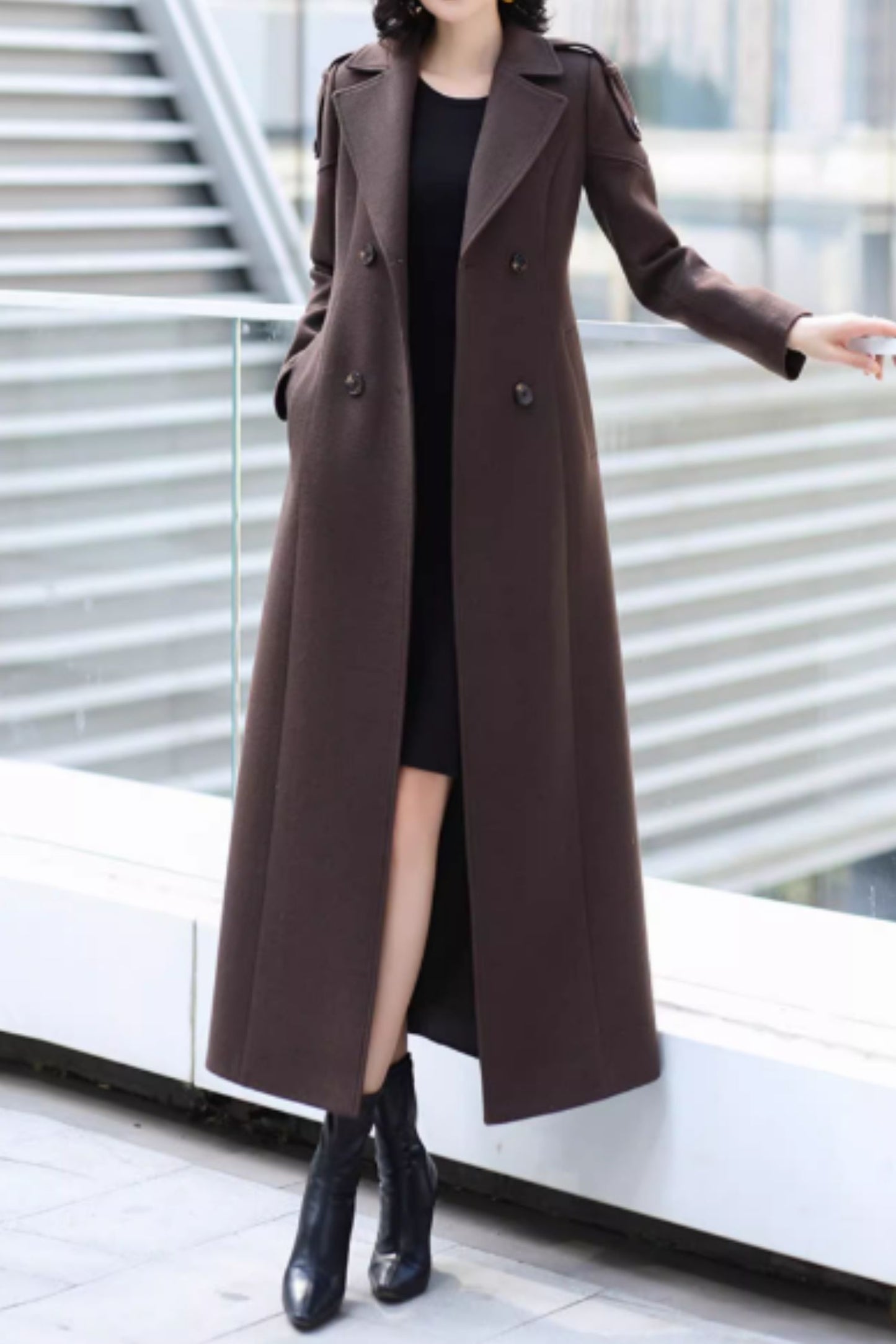 Long trench wool coat women C5170