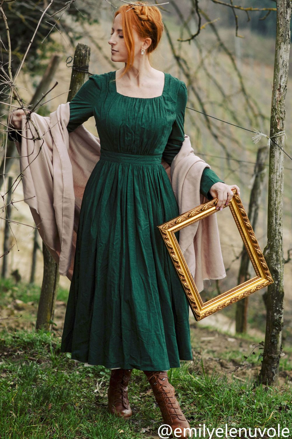 Spring Green Linen Midi Dress C3954 YLISTYLE Spring Green Linen Midi Dress C3954 YLISTYLE