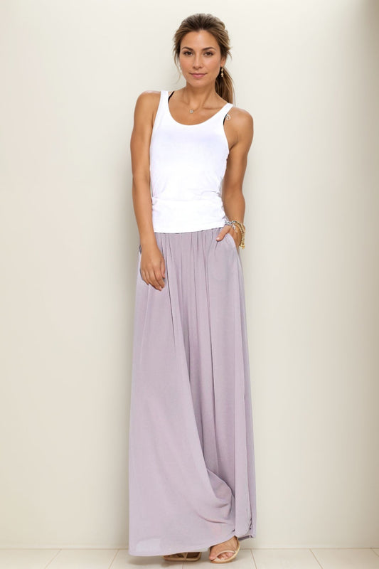 High Waisted Chiffon Wide Leg Pants C4009