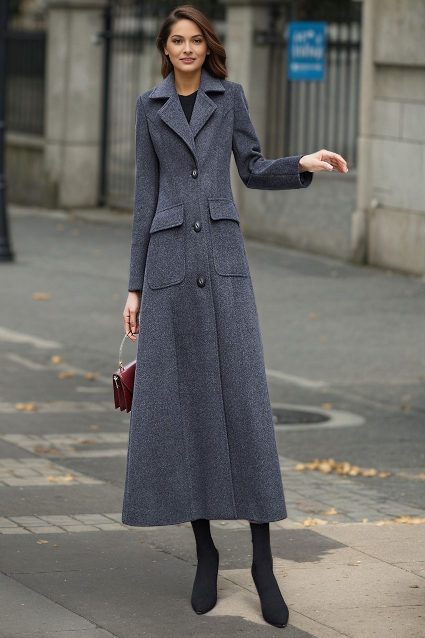 Winter warm long trench wool coat C4950