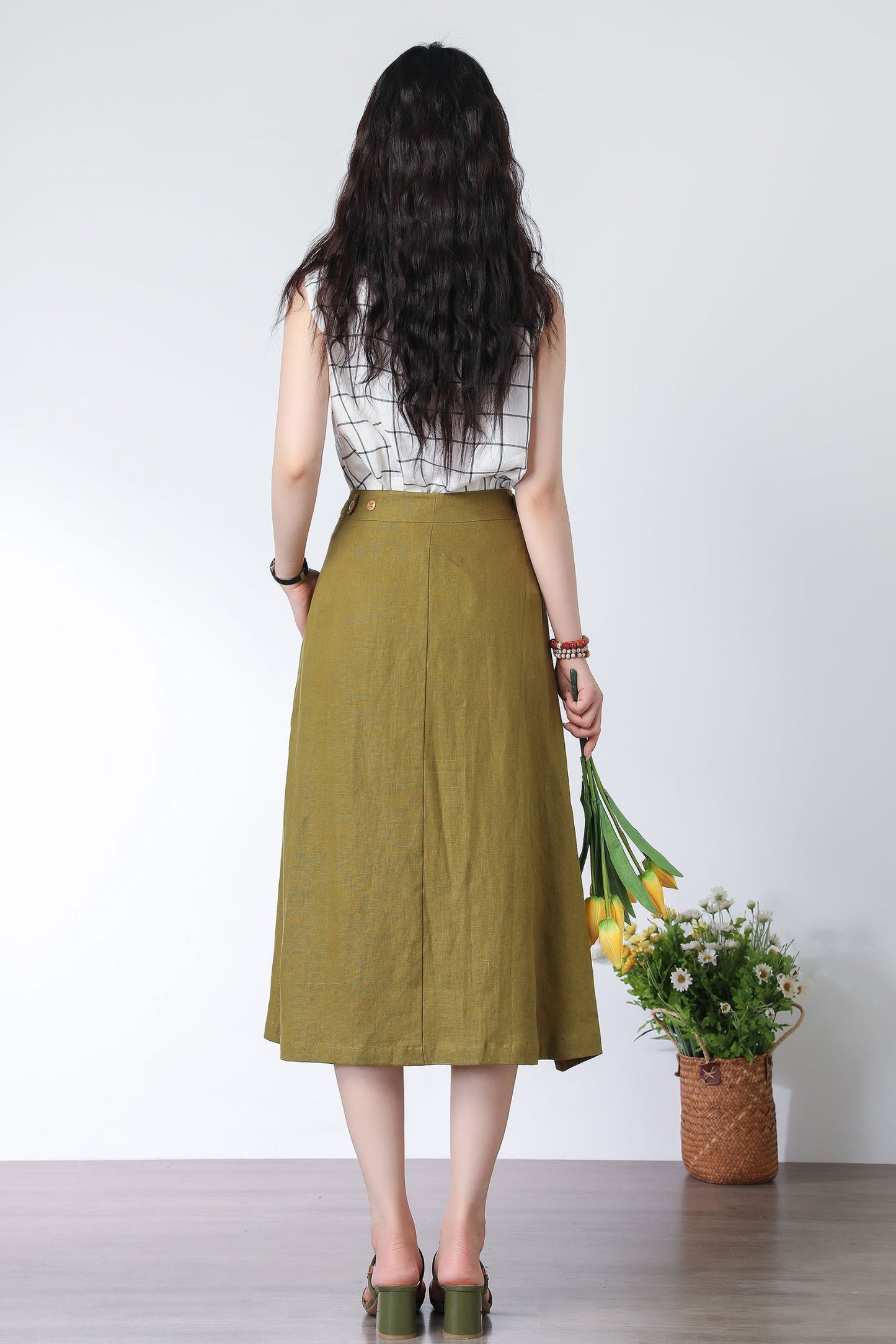 Summer A line skirt midi skirt C3331