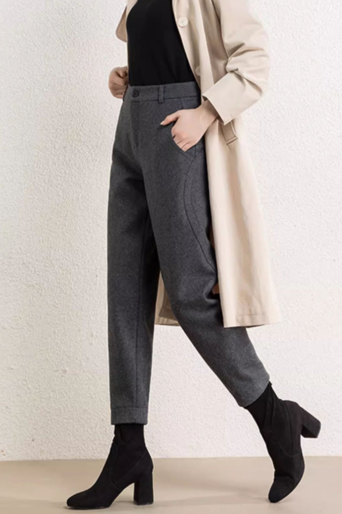 Wide leg long wool pants for women C4645