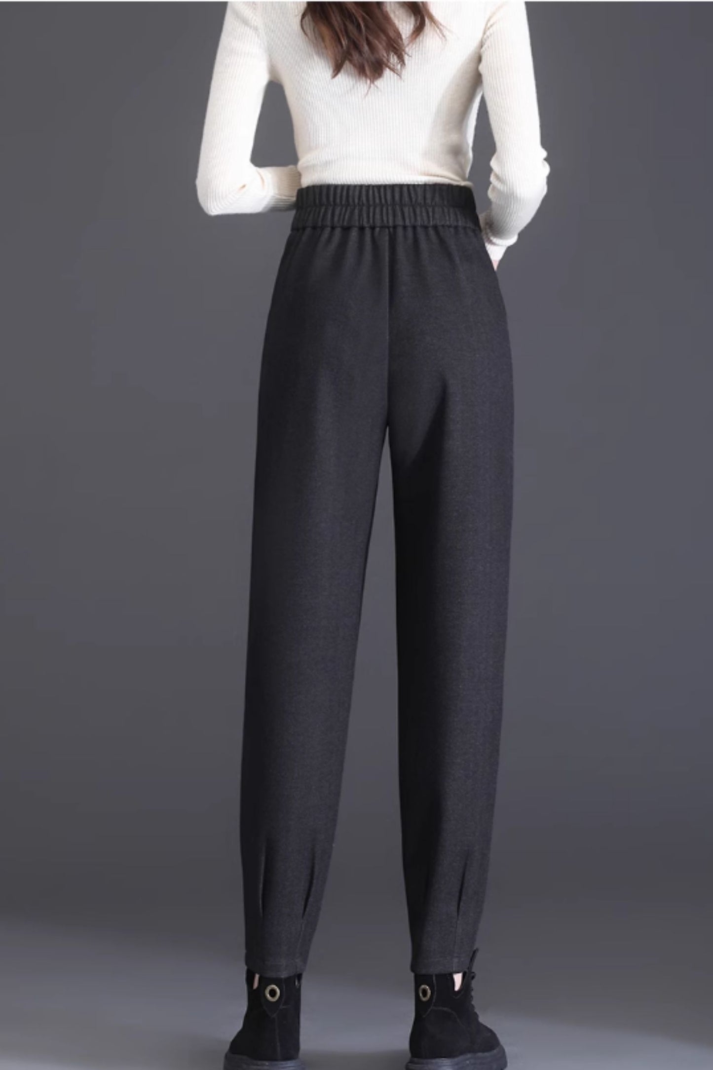 Loose fitting long wool pants women C4644