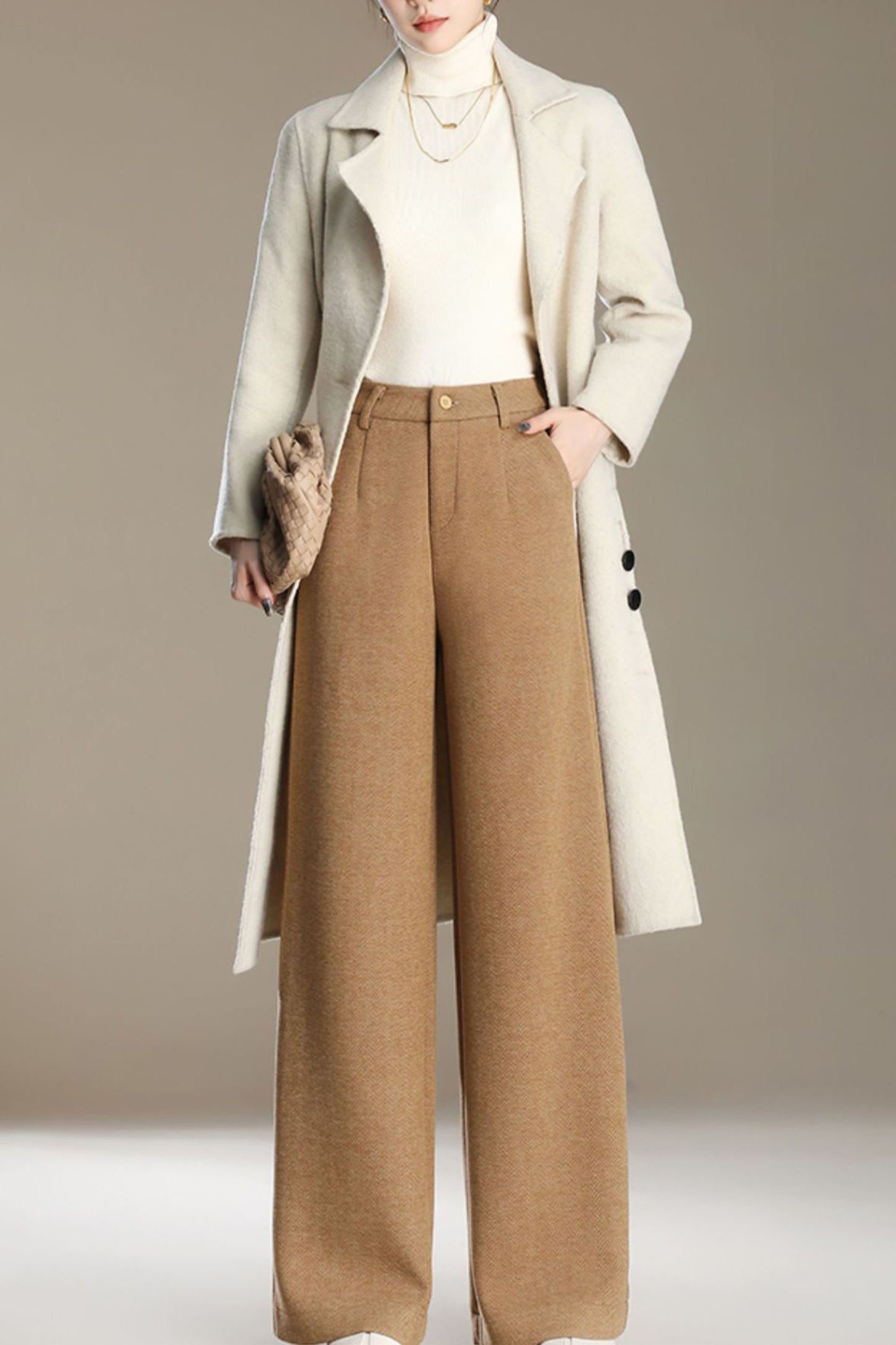 Wide leg autumn/winter wool pants c5092