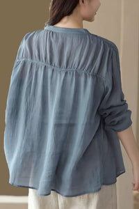 womens summer linen loose fitting blouse  C3865
