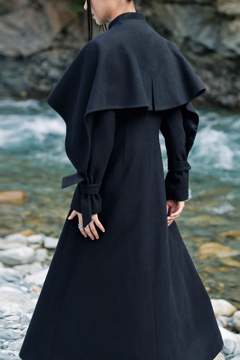 maxi winter long wool cape coat women c3744