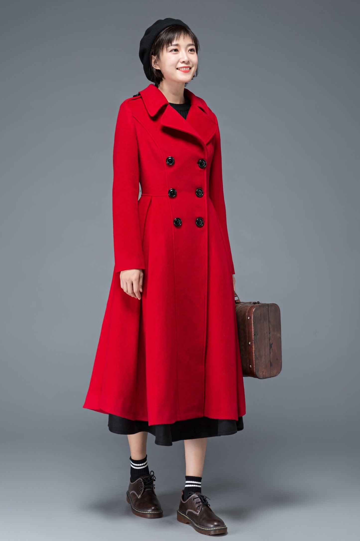 Fit and flare princess winter wool coat C1199