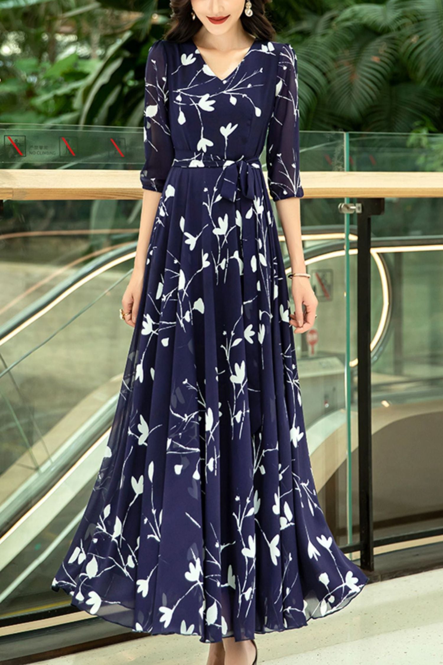 women chiffon floral dress C3976 YLISTYLE women chiffon floral dress C3976 YLISTYLE