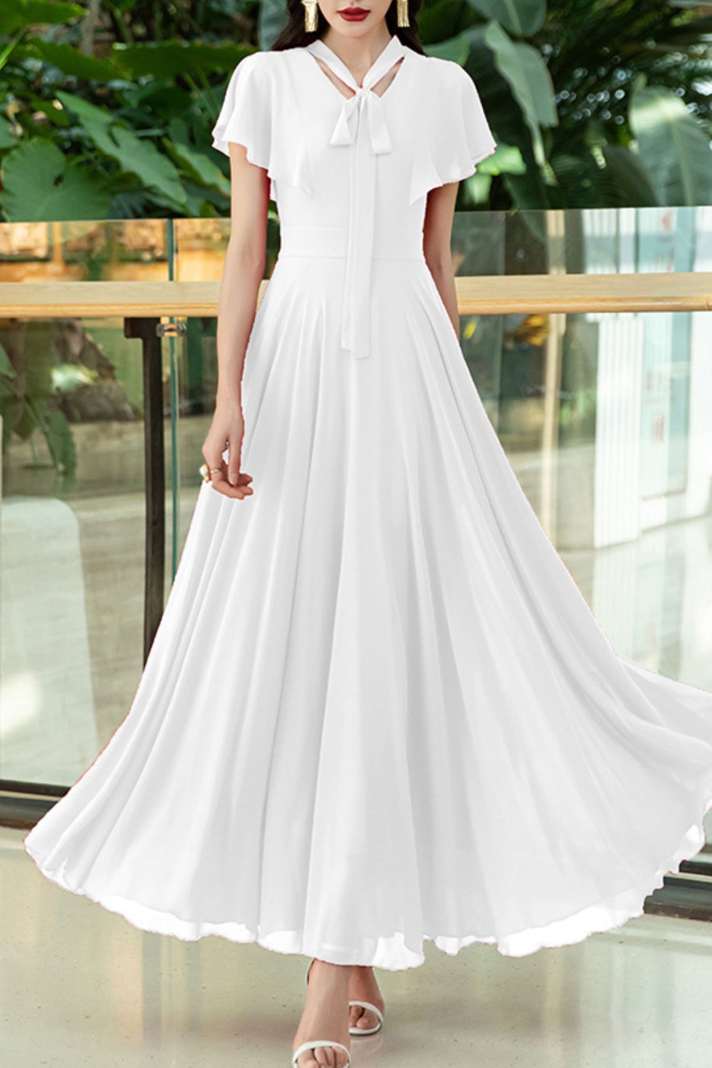 French chiffon summer large swing long dress C3991