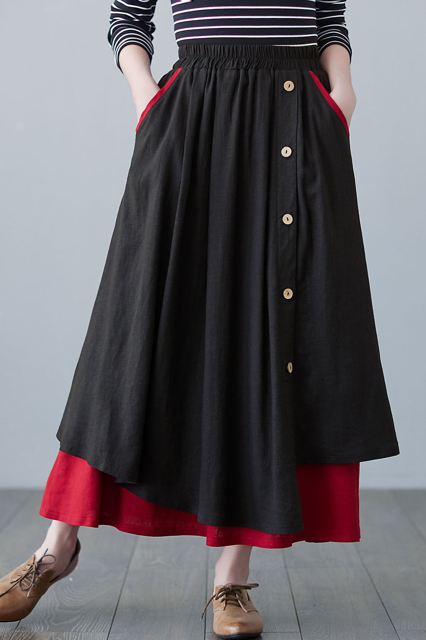 Long Linen skirt Women, Spring A Line Maxi Skirt C2496