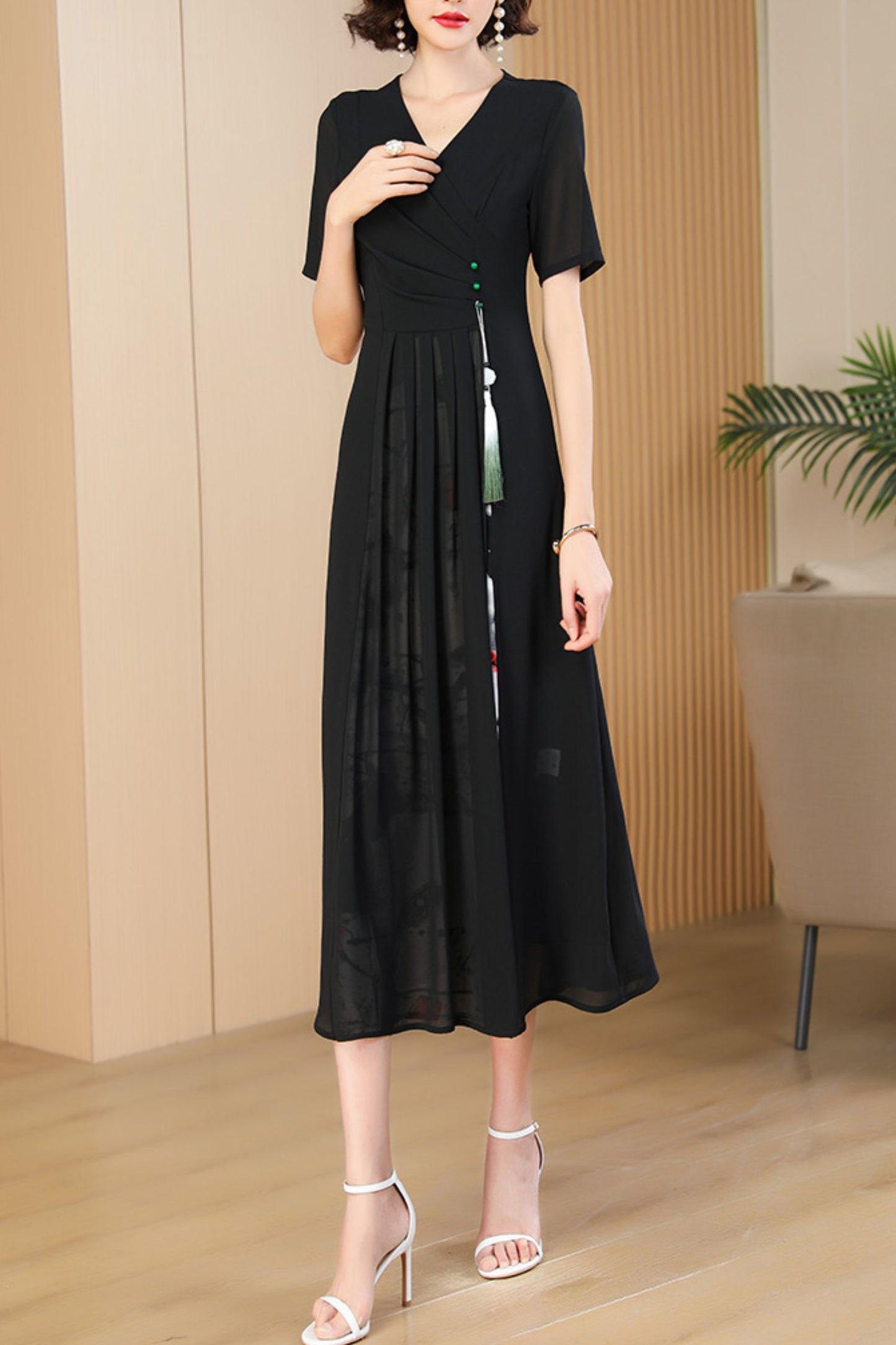 black summer new long dress C4075