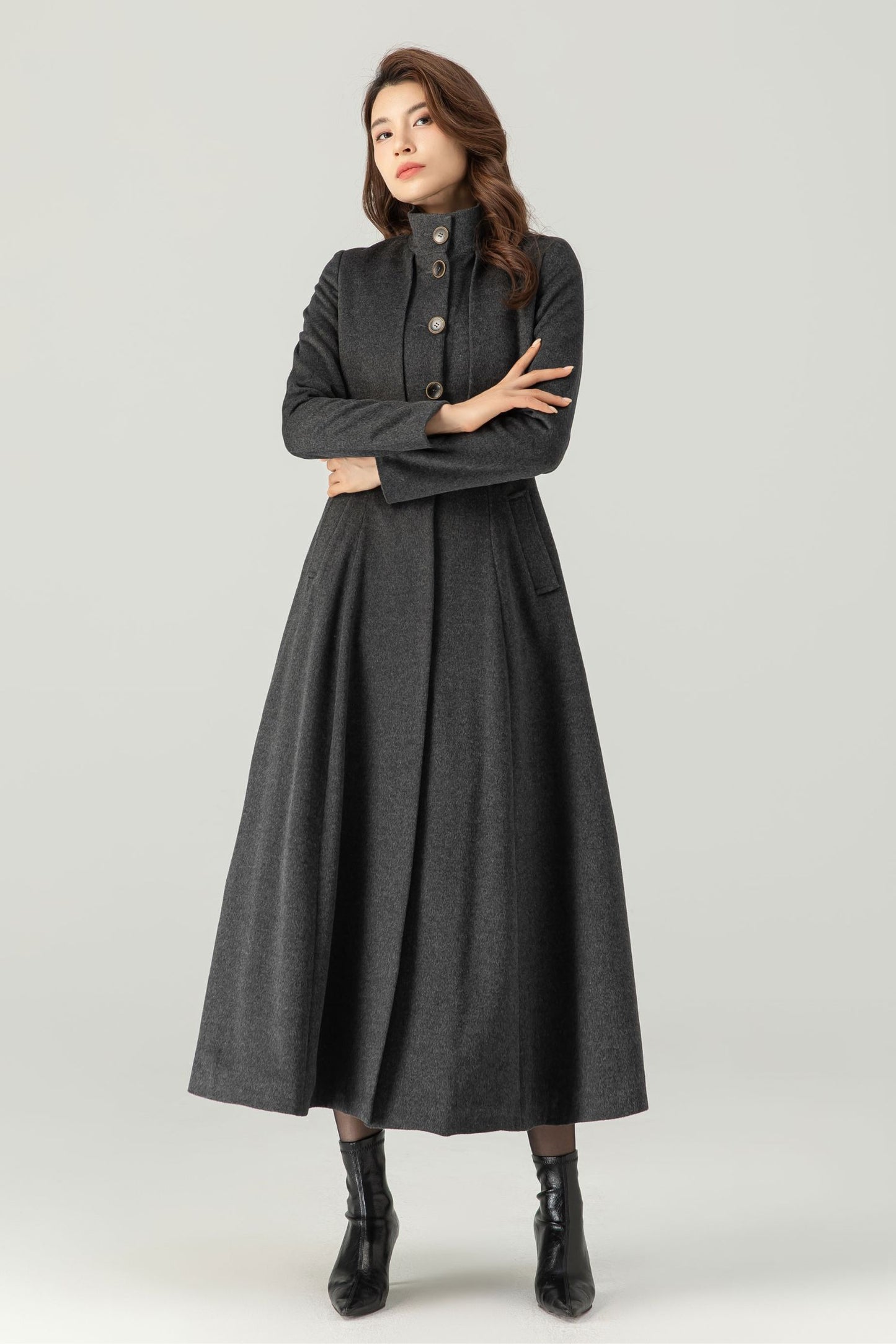 Winter Grey Wool Coat C3705