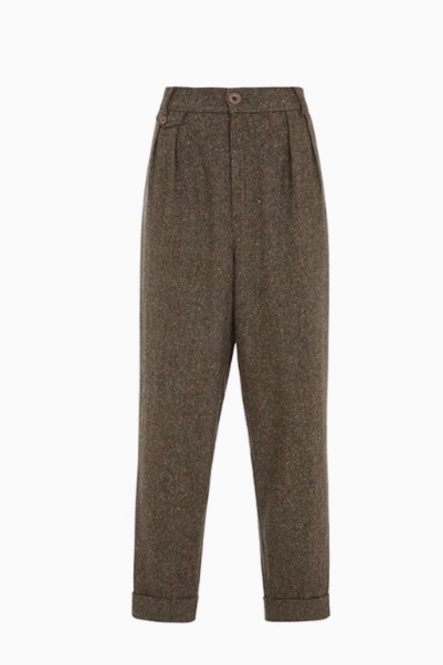 Brown high waist winter wool pants C4646