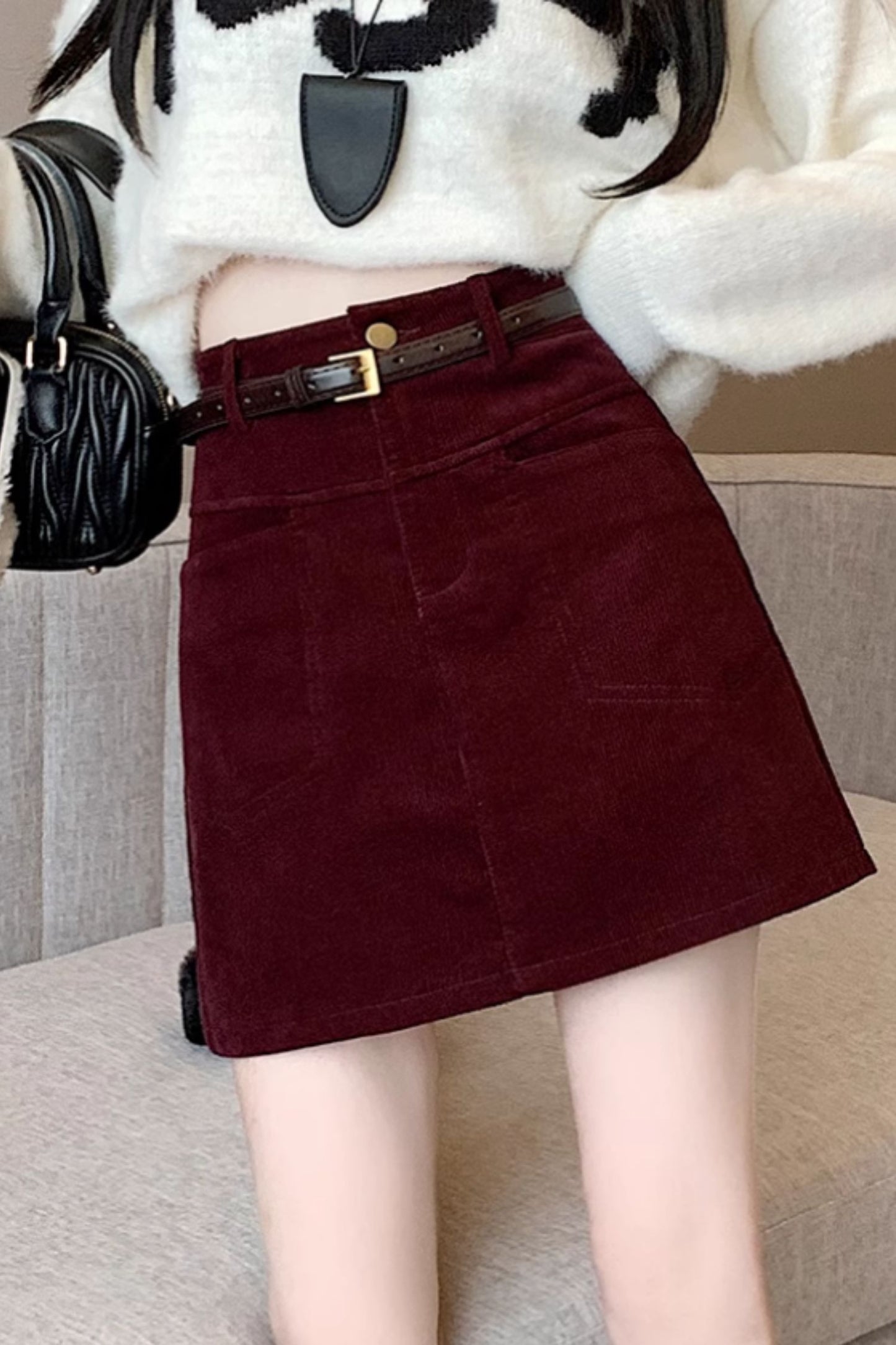 Vintage inspired short a line corduroy skirt C4637