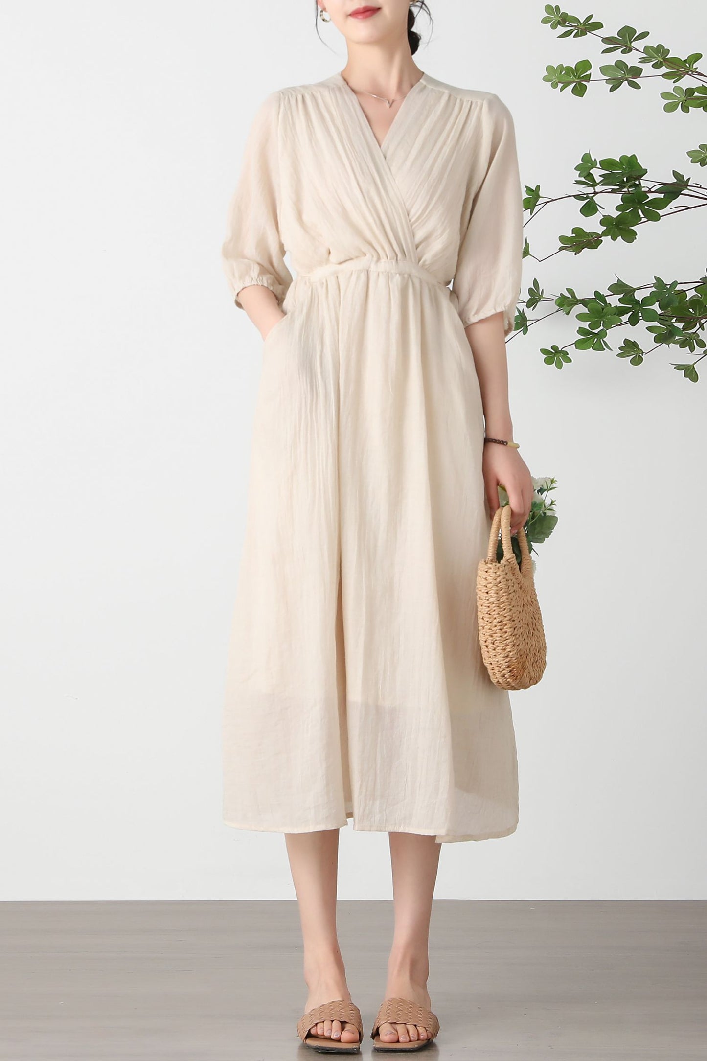 Summer Beige Long Dress C3253