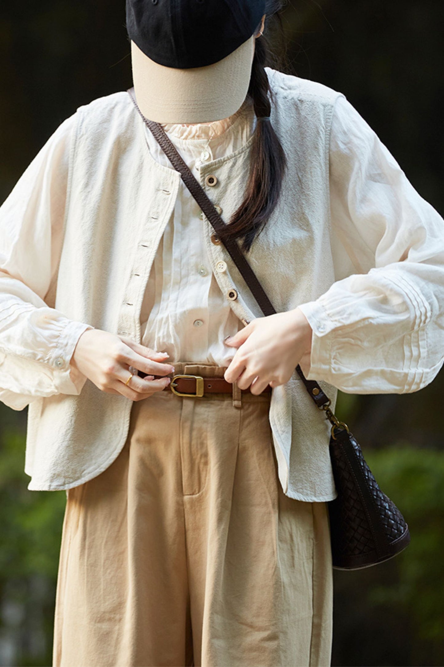 French lace collar sweet linen shirt TT0026