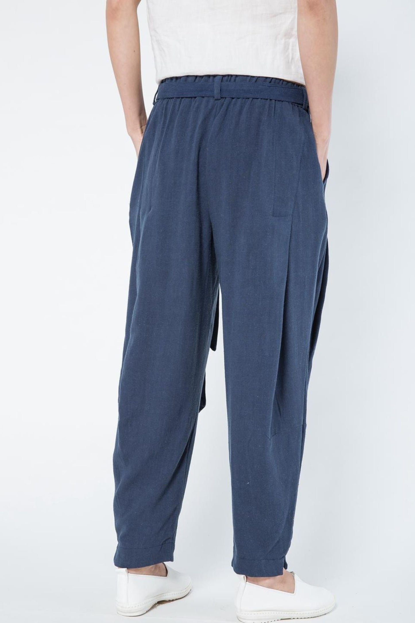 navy blue linen harem loose casual pants C1106
