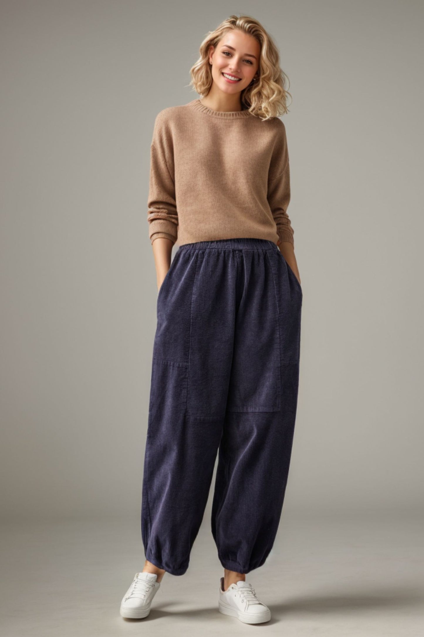 Retro Wide Leg Cotton Corduroy Pants C4339