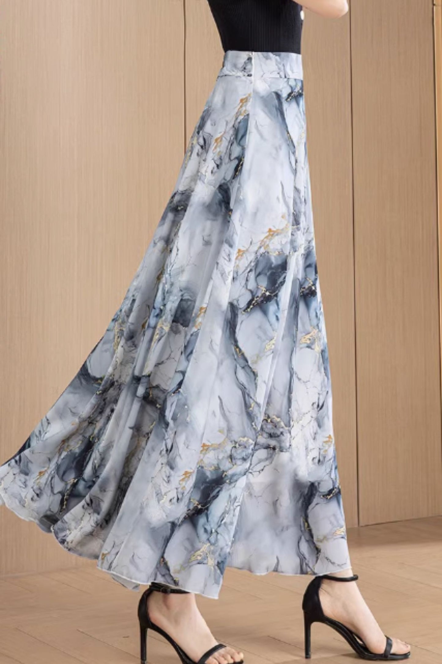 Printed summer prom chiffon skirt women C4914