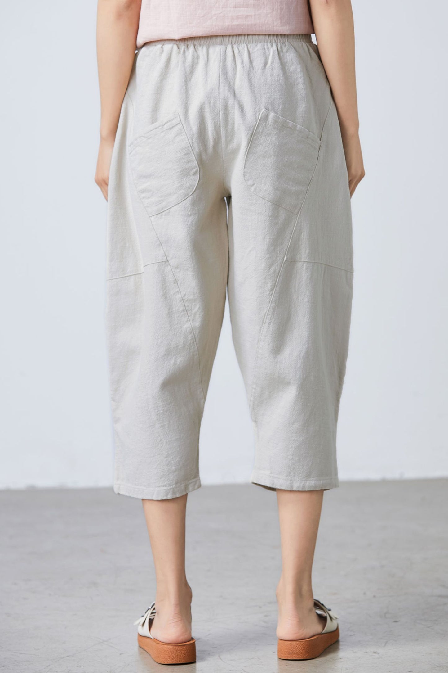 Casual linen cropped pants C1683