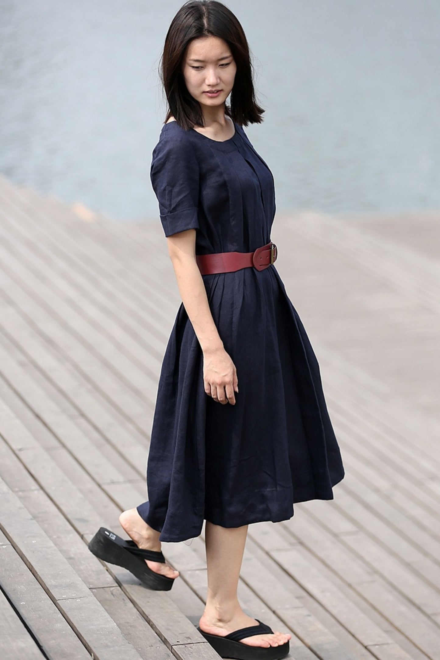 Loose fit summer linen dress C270