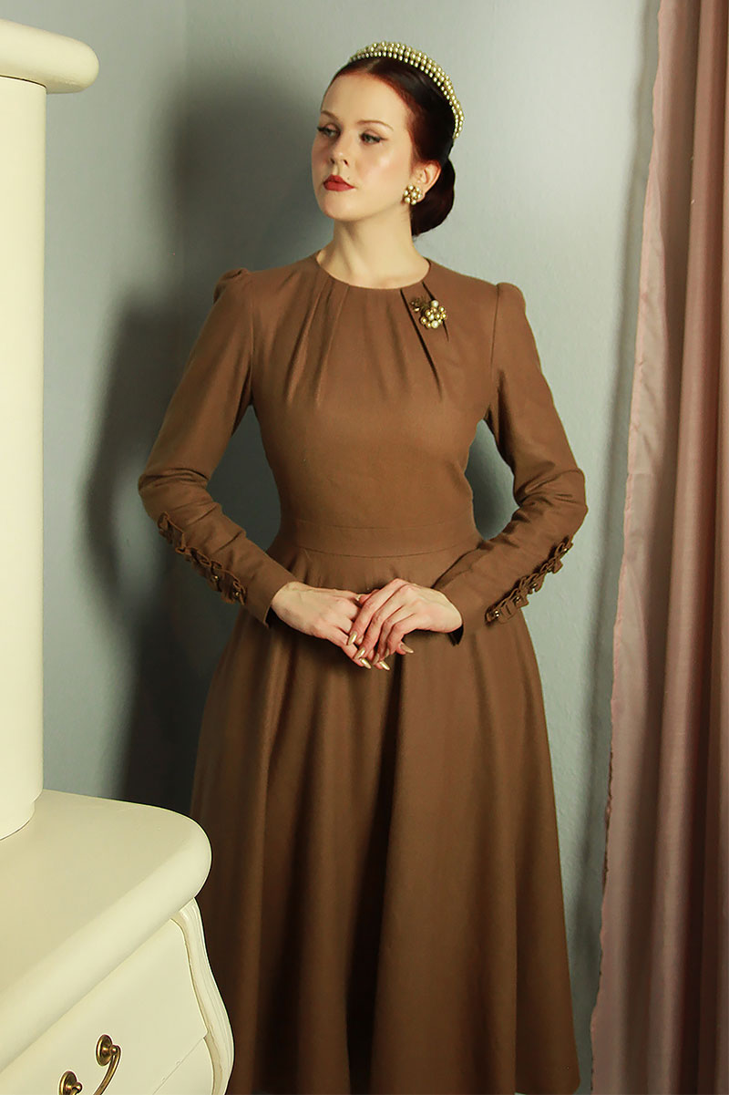 Wool Dress, Winter Dress Women, Fit and Flare Dress C3839