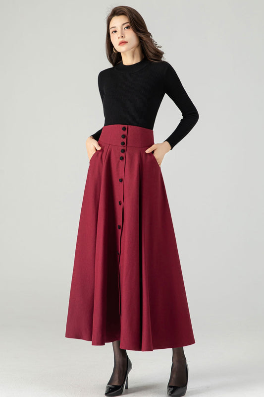 Maxi A Line Wool Skirt C3622