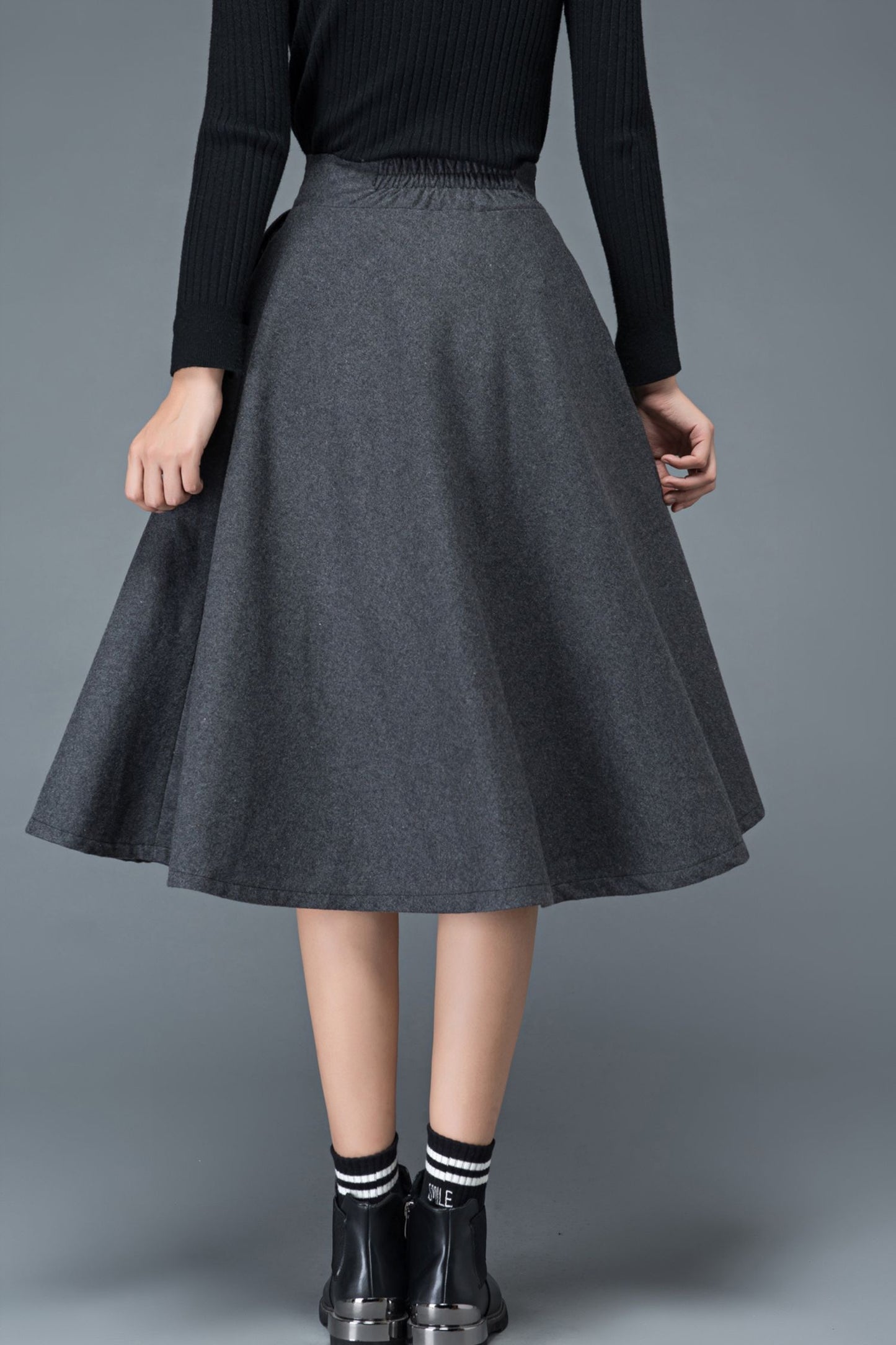50S A line midi wool skirt for women C1193