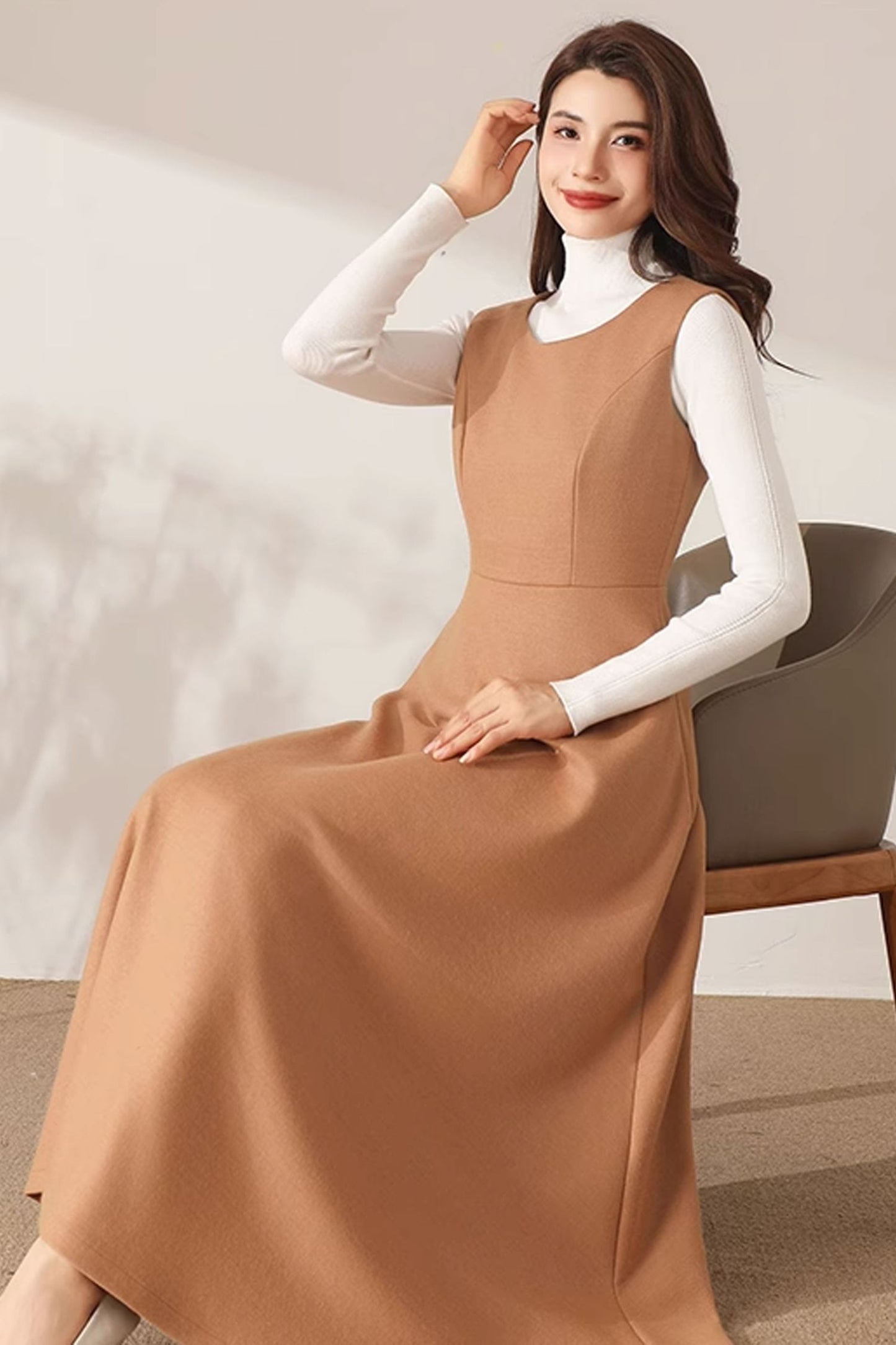 Womens Winter Pinafore Wool Dress C3690