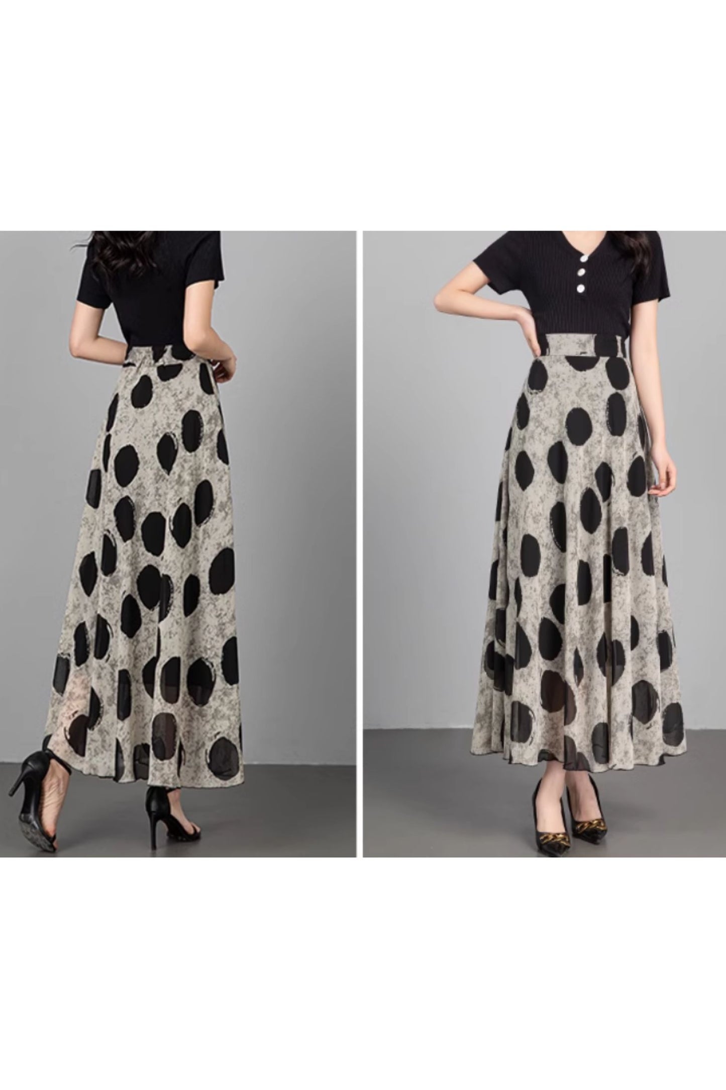 Summer polka dot prom chiffon skirt women C4917