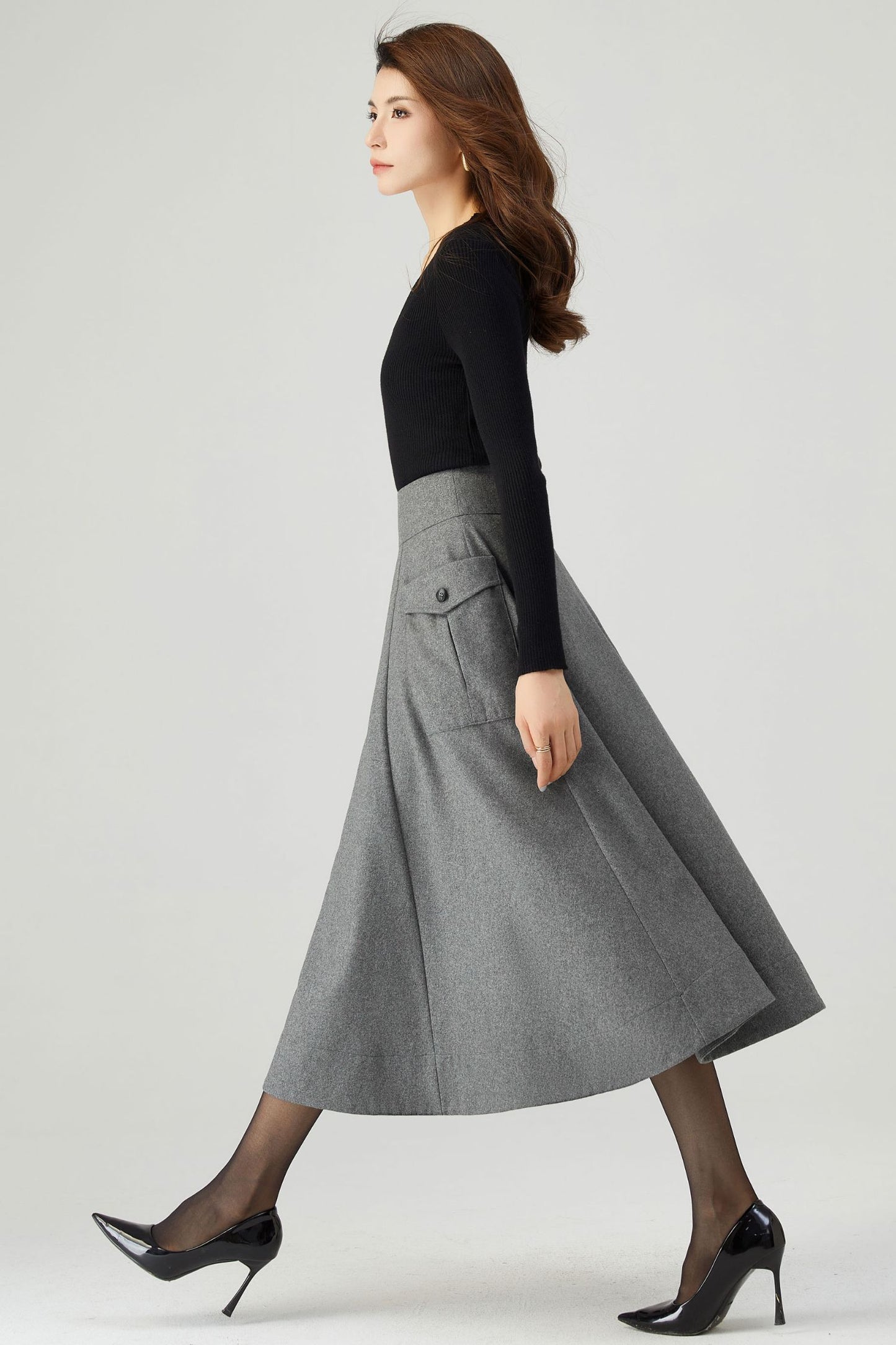 Winter Wool Grey Skirt C3554