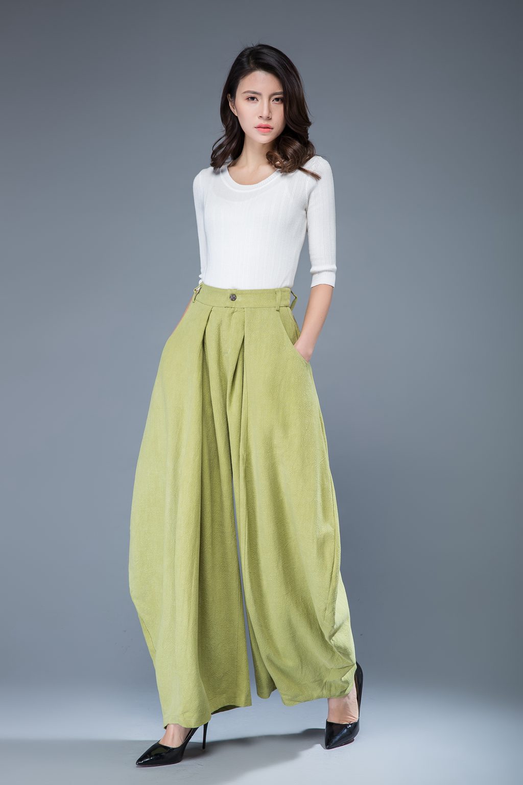 Lime green pants, loose fit pants C1052
