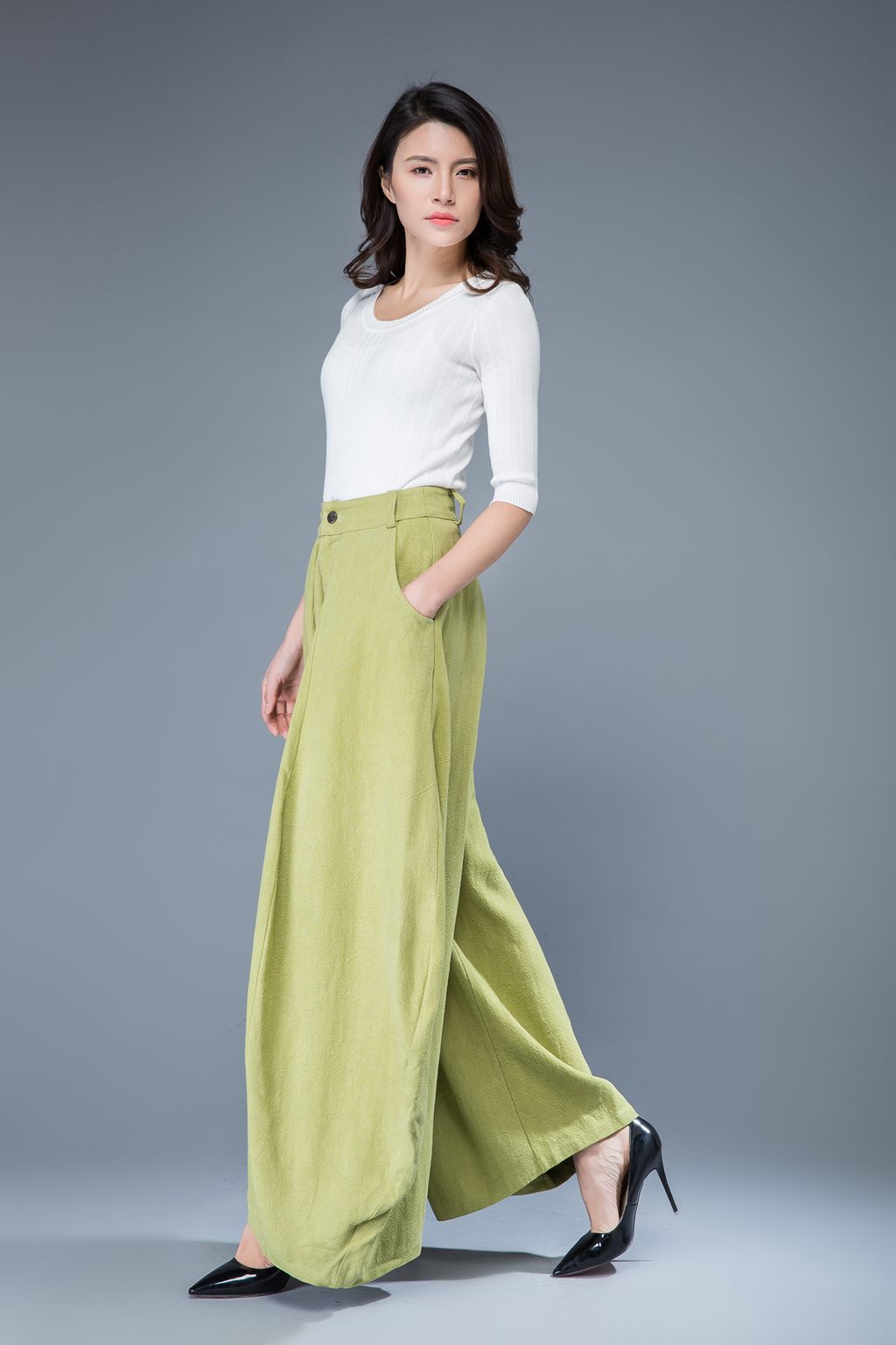 Lime green pants, loose fit pants C1052