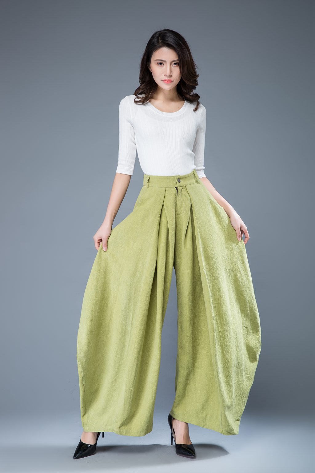 Lime green pants, loose fit pants C1052