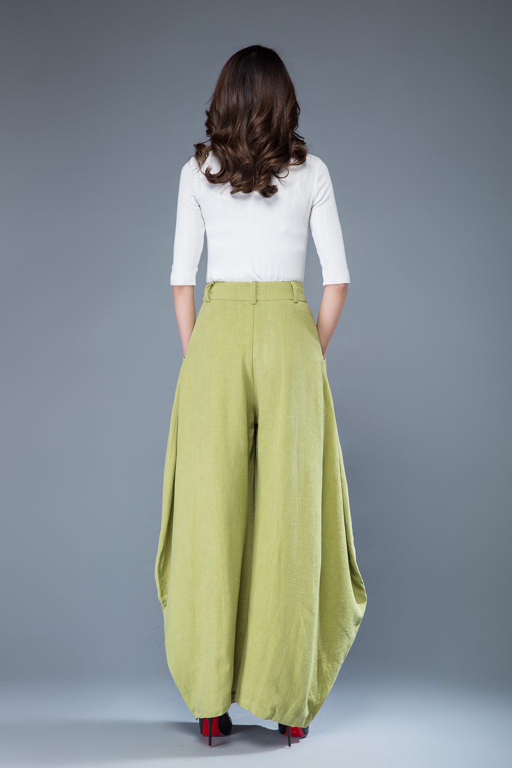 Lime green pants, loose fit pants C1052
