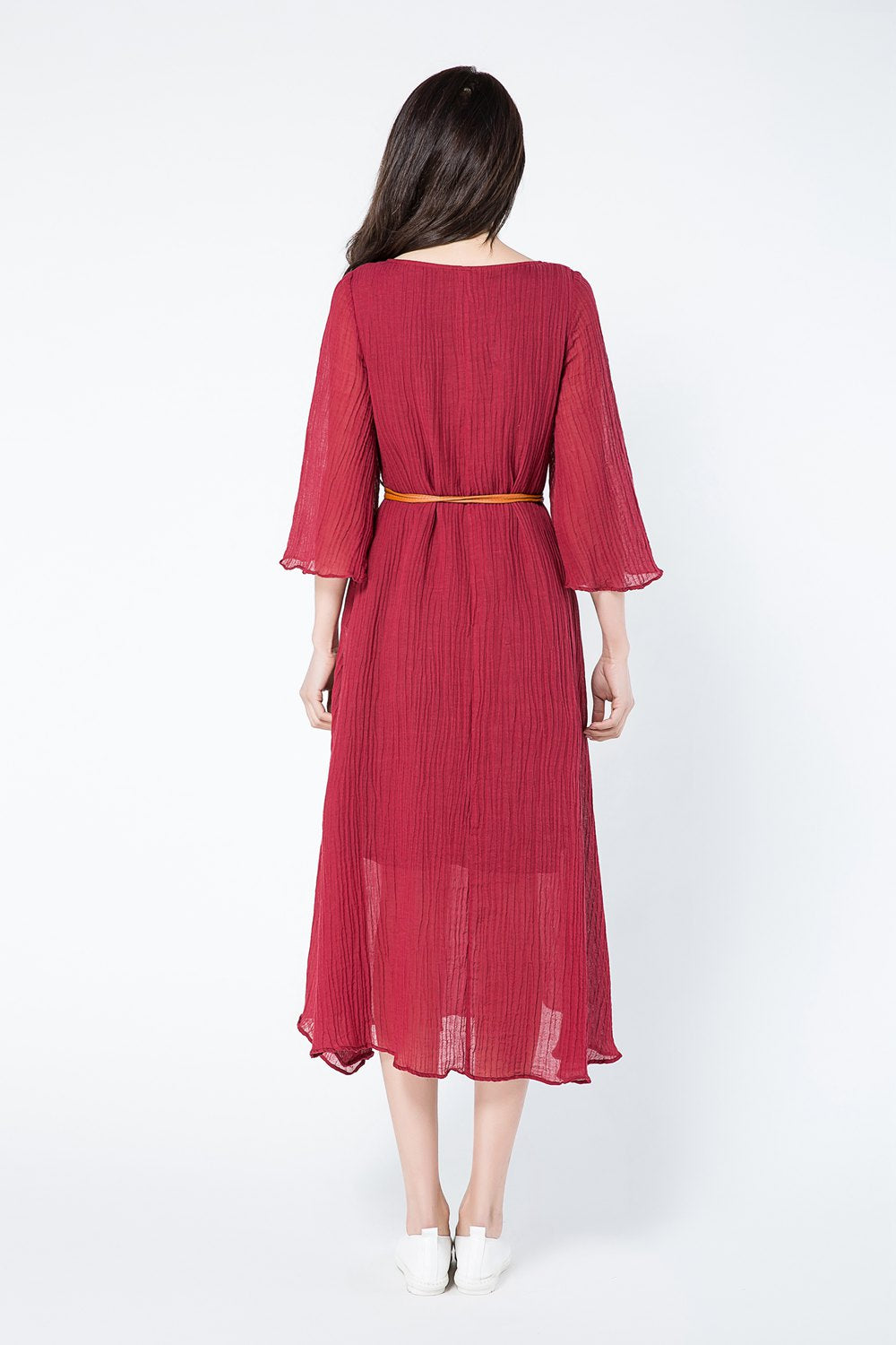 Loose fit summer linen dress women c1081