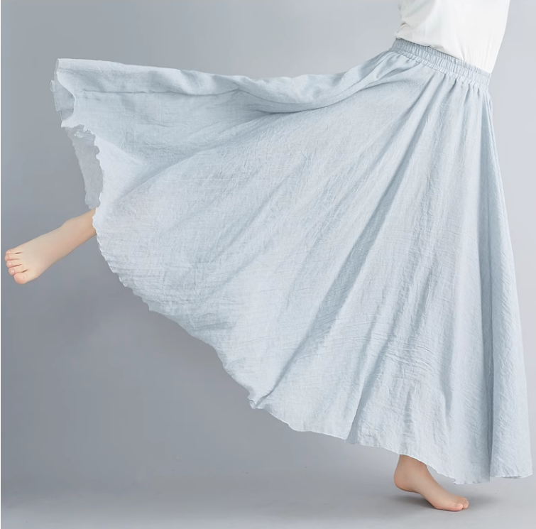 Summer swing linen skirt women C5023-10 (light gray)