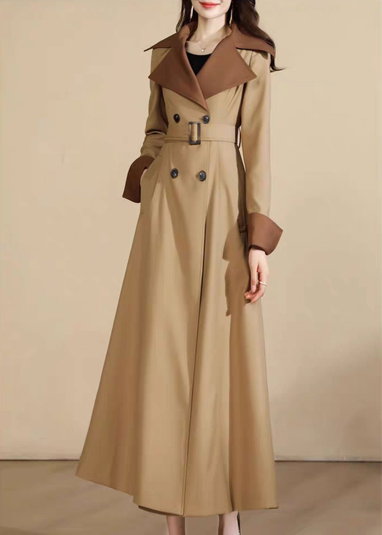 Double Breasted Coat, Spring Coat Dress, Long Trench Coat C3606