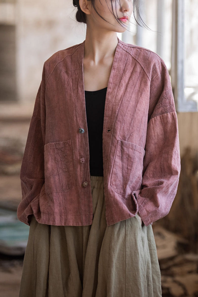 Spring womens linen shirt blouse C3846