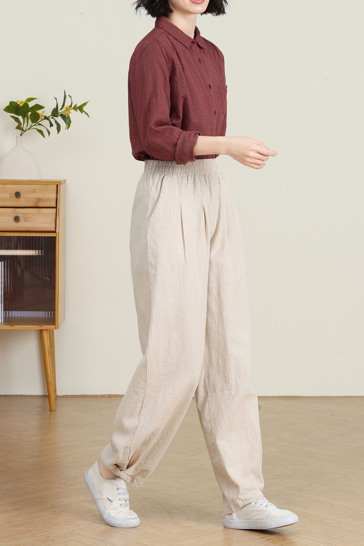 Spring Casual Linen Pants for Women C4726