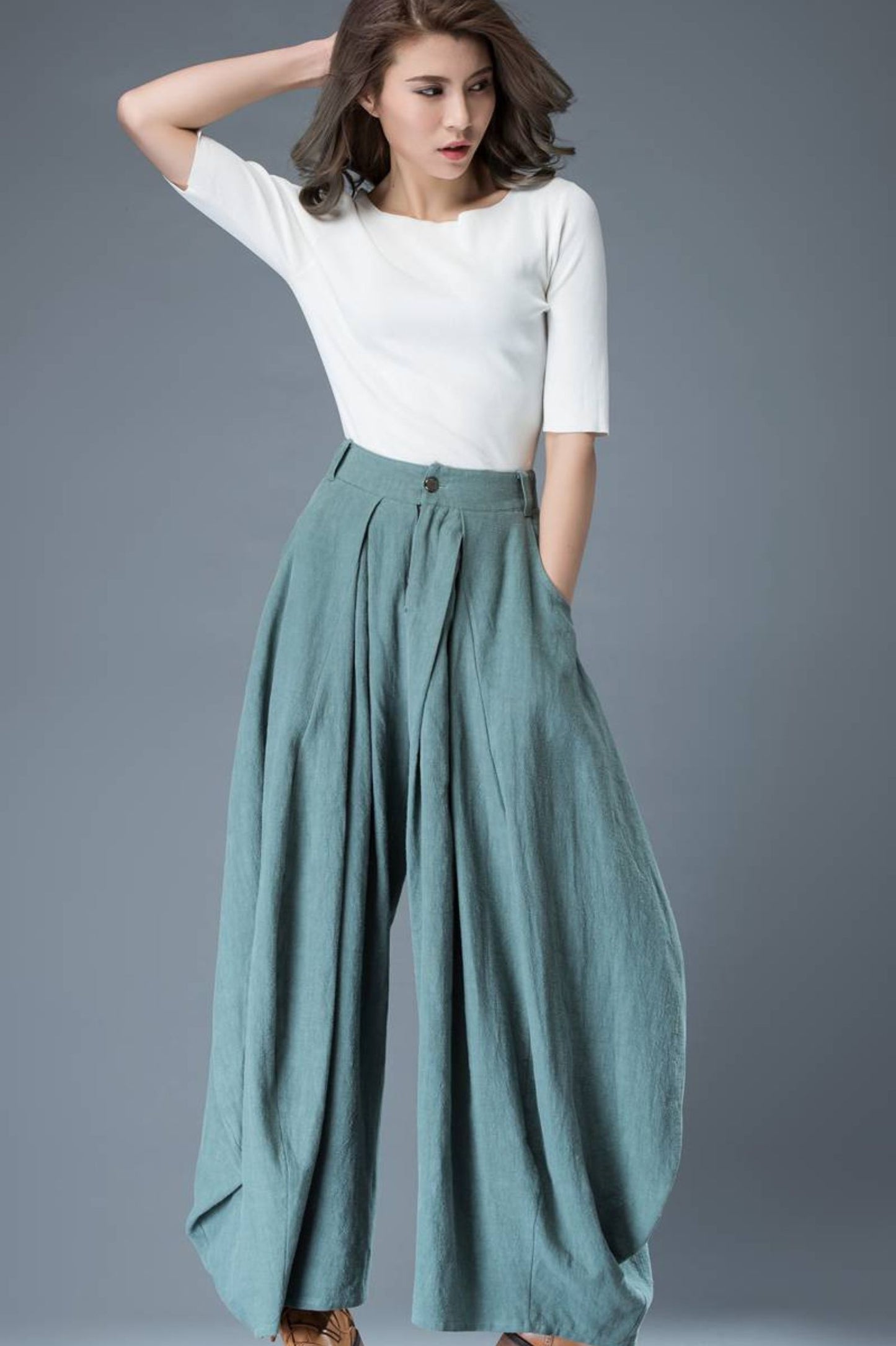 palazzo pants, Wide leg pants, linen pants woman C835